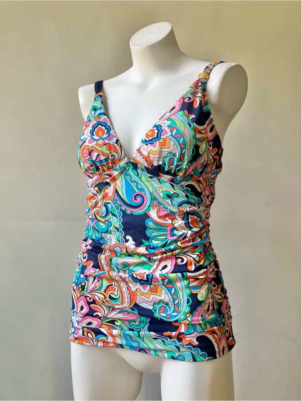 Tommy Bahama Multicolor Paisley Tankini Top - Navy, Turquoise, Pink, Orange